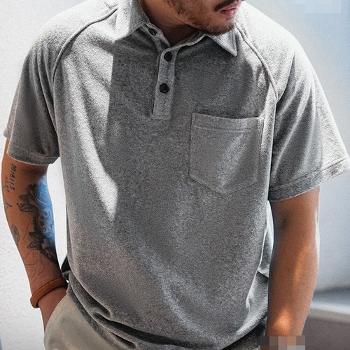 Summer Terry Cloth Collared T-shirt Men 