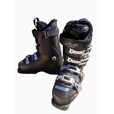 Lange Exclusive RX 80 LV Ski Boots Womens Narrow 24.5 US Size 8 Black & Silver