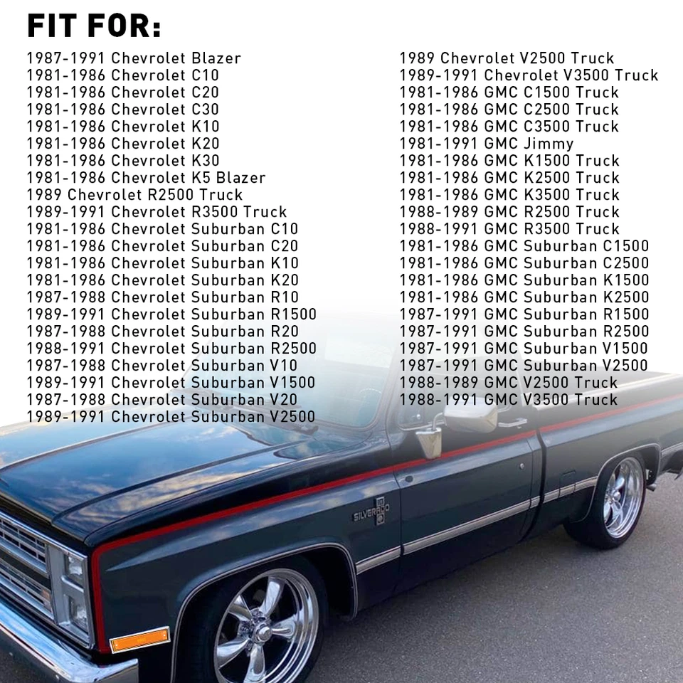 2 luces LED delanteras laterales para GMC Suburban R1500 R2500 V1500 V2500 1987-1991 Foto 3 de 4