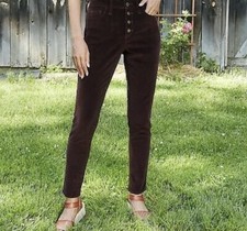NWT WOMEN'S HIGH-RISE CORDUROY SKINNY JEANS UNIVERSAL THREAD 0/25R Burgundy