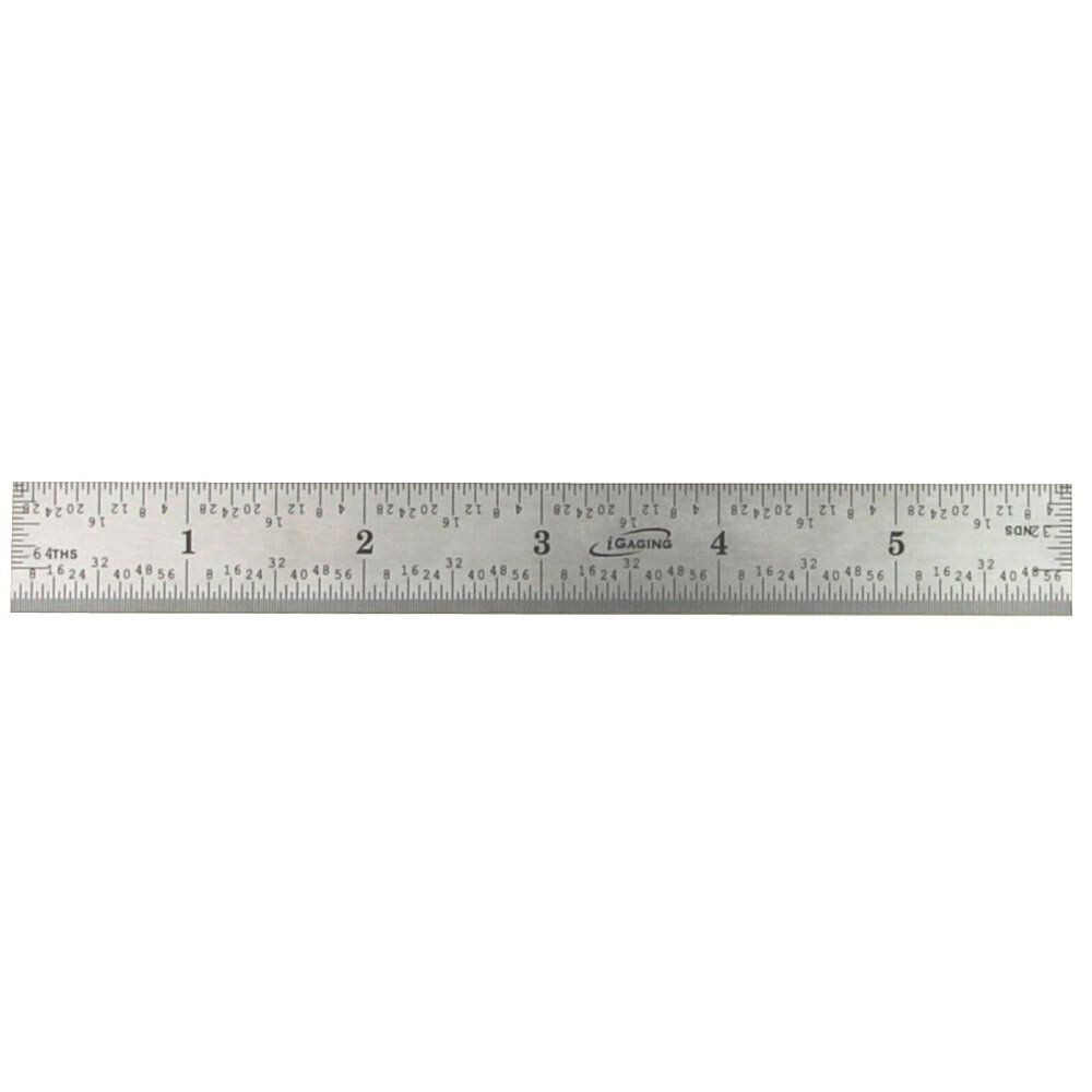 iGaging 6 Inch Ruler 1/32" 1/64" Machinist Stainless Steel Scale 34-006-4R