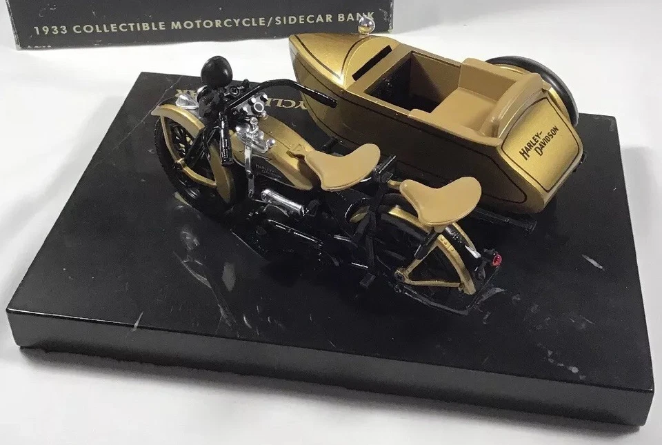 Harley Davidson Ultra Edition 1933 dorado y negro motocicleta sidecar banco 1:12 bH Foto 4 de 4