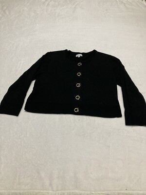 Calvin Klein Marvin Richards Black Cardigan Large Metal Toggle Buttons Sweater