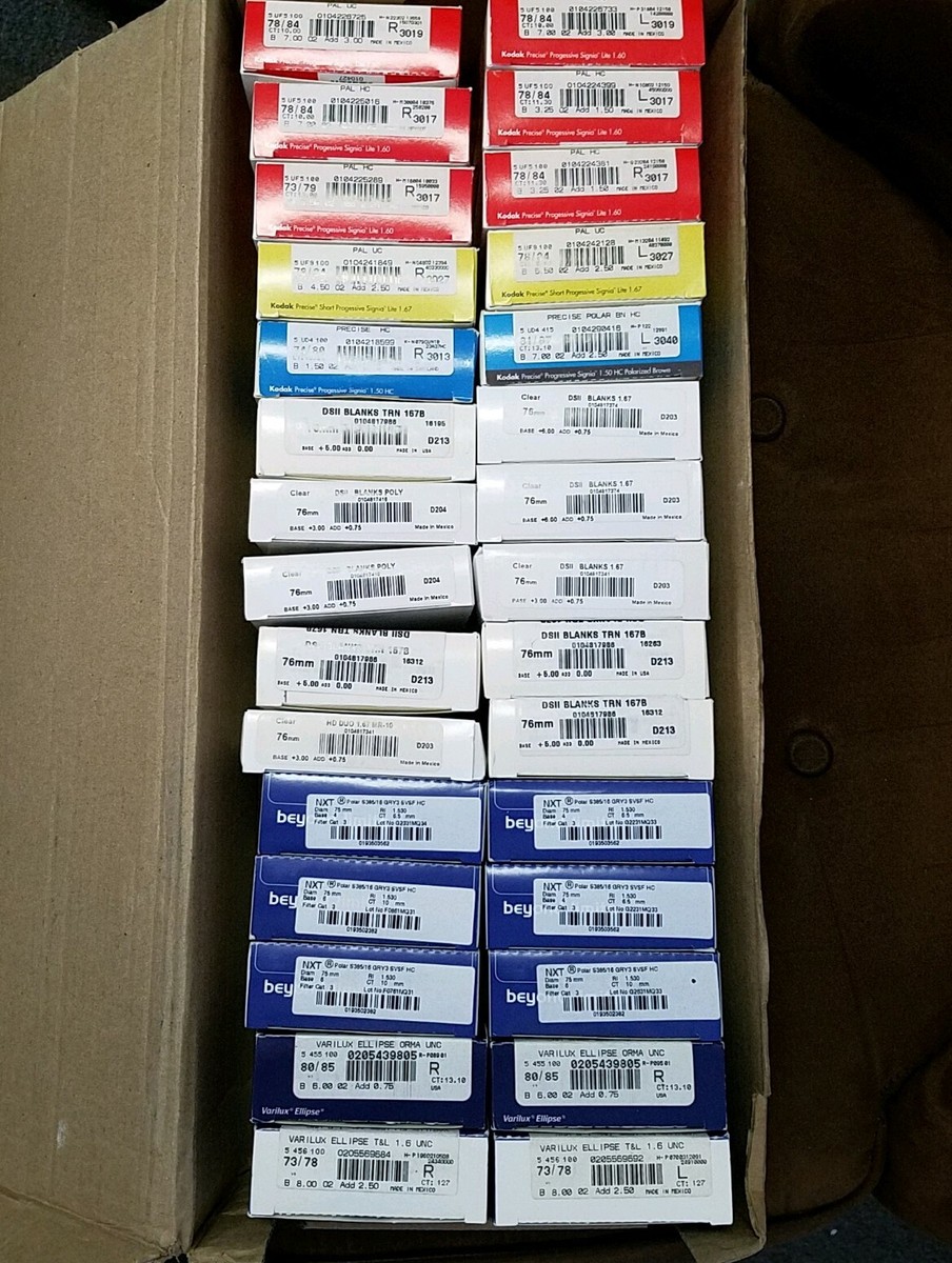 Kodak Precise Prog 1.60. 1.67, 1.50, NXT polar Gry, Varilux Ellipse 30ct SF  lens