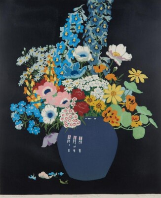 A Country Bunch by John Hall Thorpe   1922 Floral Woodcut Print to Frame