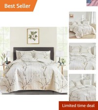 Lightweight Reversible Floral Quilt Set for Queen Beds - 3 Piece Comfort