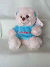 Plüschbär Teddy mit blauem Shirt: Ich denk an Dich,  ca. 16 cm Morgenroth