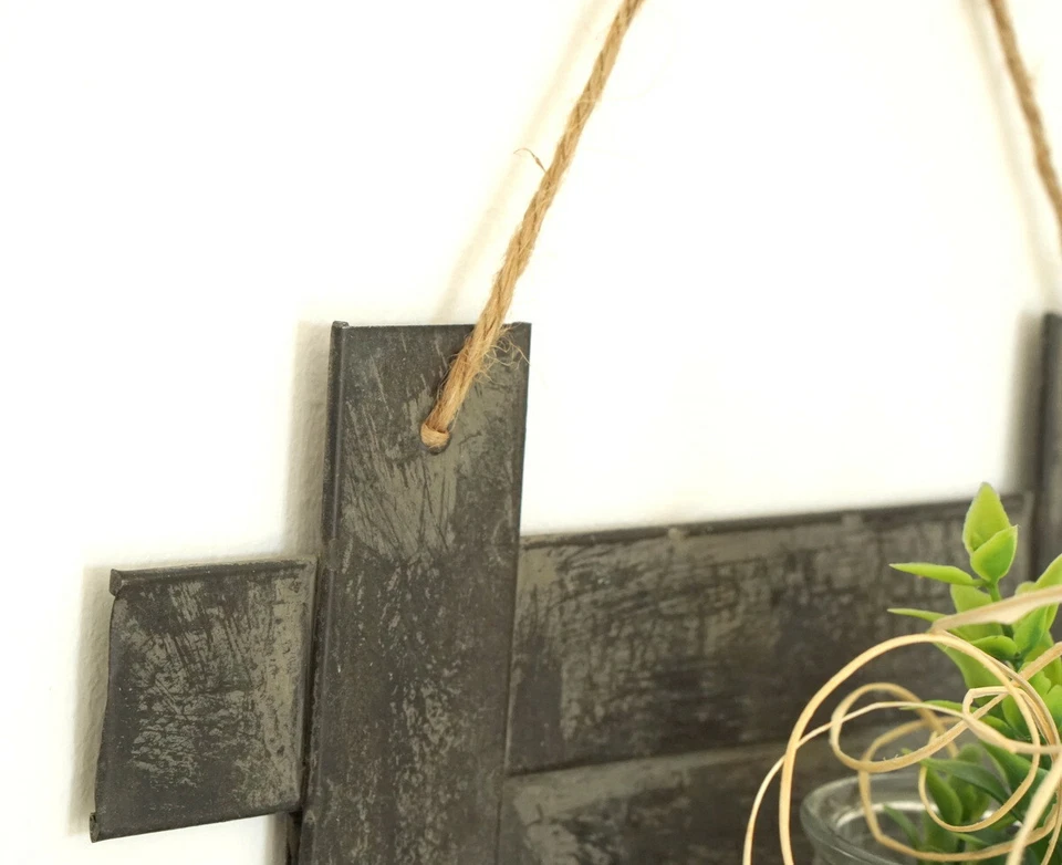 Wandvase DekoVase Metall  Glas Shabby Chic Vintage Style Windlicht Kerzenhalter - Bild 2 von 4