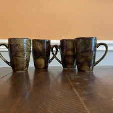 Steelite International England Quench Coffee Mugs 8 oz. Green Brown Set Of 4