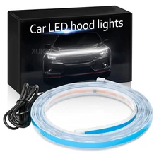180cm.Start Scan Dynamic WHITE BLUE LED DRL Hood Light Strip Daytime Running DRL
