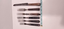 Antique Civil War Era Flatware Forks Knives LOT Wood inlayed