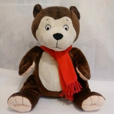 Kohls Cares For Kids 12" Sitting Brown Bear w/ Red Scarf Soft Eyes Plush Lovey