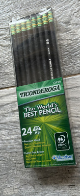 Ticonderoga Pencils Wood Cased Graphite Black #2 HB Soft NEW Microban Set of 24