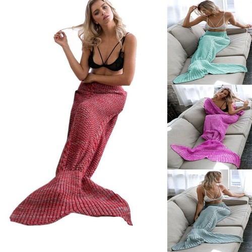 Cozy Mermaid Tail Handmade Crocheted Blanket For Adults And Kids In Soft Acrylic - Picture 2 of 8