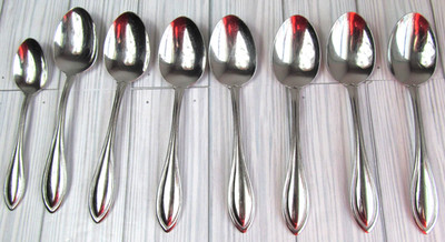 Oneida American Harmony Stainless 8 Piece Dinner Soup Spoons 1 Tea Flatware S5