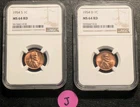 J) Lot of 2: 1954 (S/D) Lincoln Wheat Pennies NGC-CERTIFIED MS64 RED 🔥🔥🍒🍒
