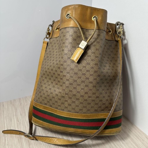 Gucci Bucket Schultertasche Beige Micro GG Sherry Line PVC Gebraucht Original - Bild 12 von 12
