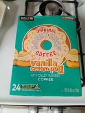 The Original Donut Shop Vanilla Cream Puff Coffee Pods 24 Count Keurig K-Cup Box