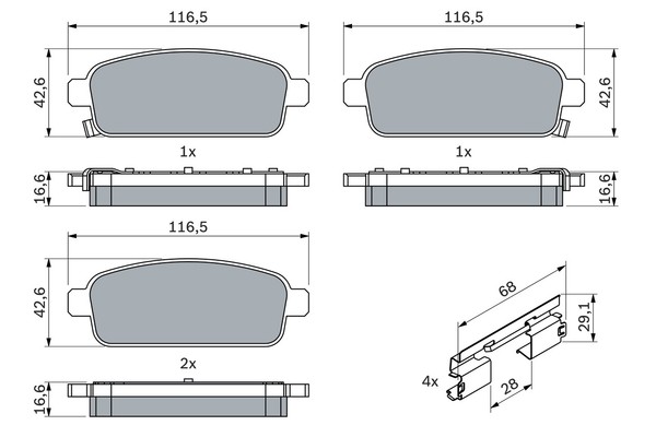 1X Bosch 0 986 494 666 Bremsbelagsatz Scheibenbremse FüR Opel Vauxhall-image