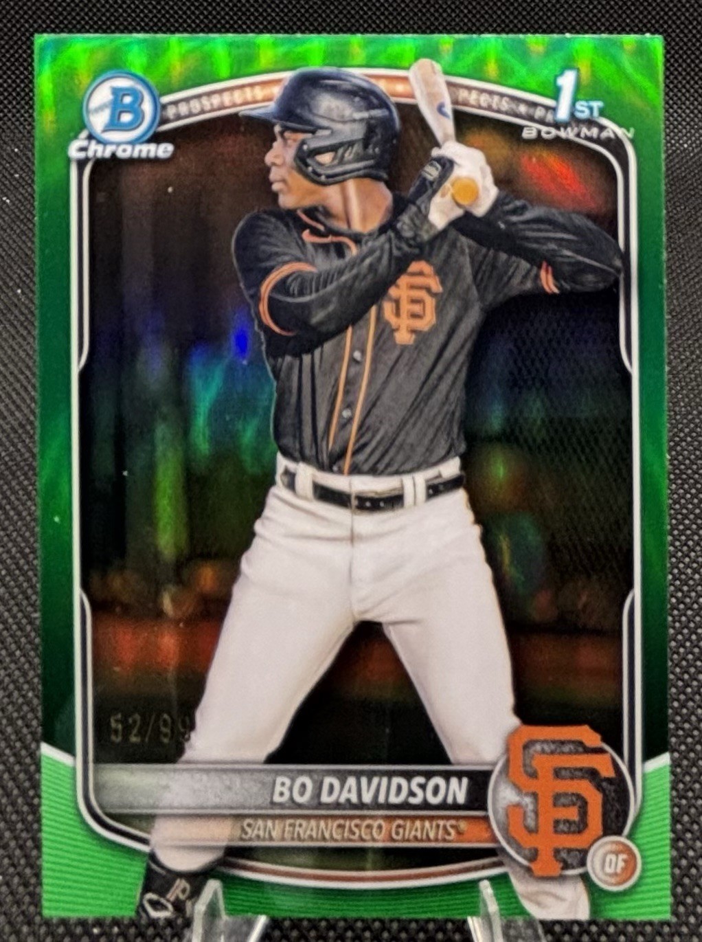 Bo Davidson 2025 Bowman Chrome 1st True Green Refractor /99 SF Giants