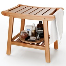 Bamboo Shower Bench for Inside Shower to Sit on,Waterproof Shower Stool for S...