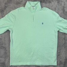 Izod Sweater Men Medium Green Pullover Quarter Zip Long Sleeve Sweatshirt NEW