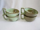 SET 4 Vintage Frankoma Pottery 4SC Prairie Green LAZYBONES Handle Soup Bowl Cup