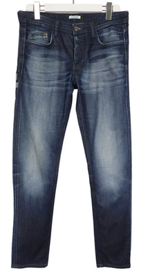 Iceberg Milan Herrenjeans W32 Fade Effekt Whiskers Knopf Fly Blau Slim Fit