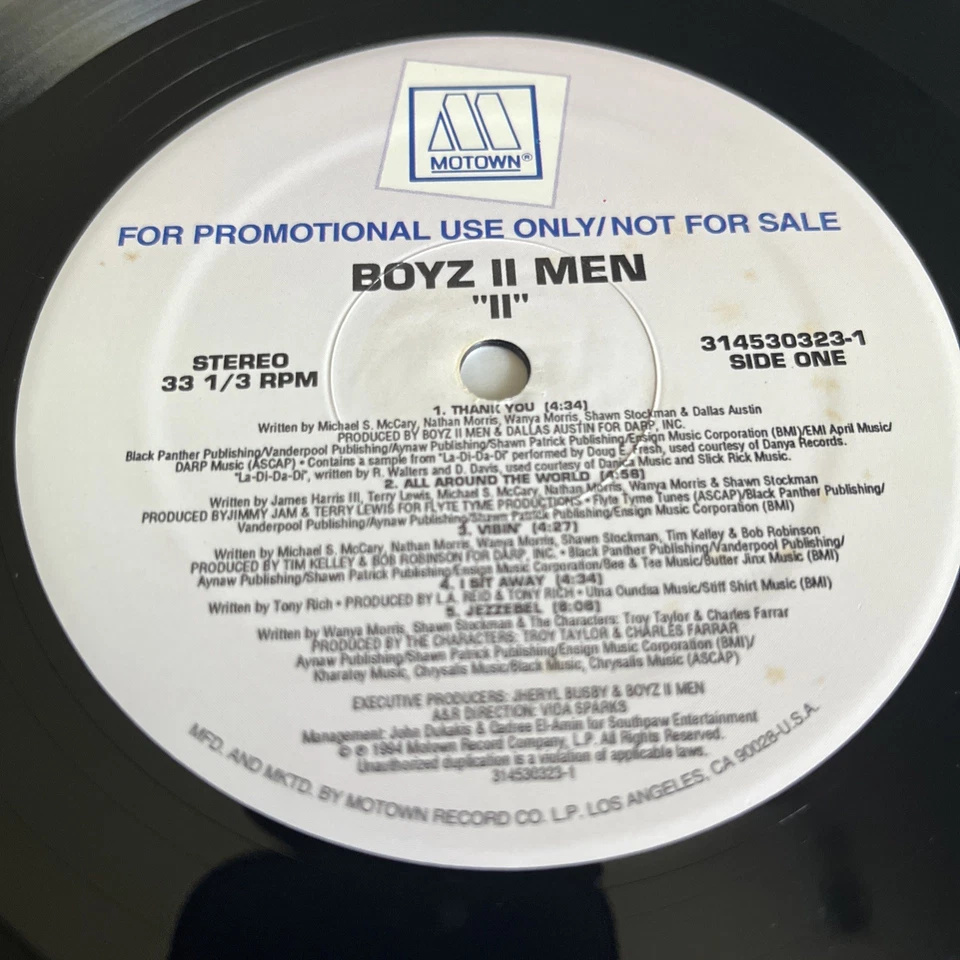 BOYZ II MEN II PROMO- EX Vinyl LP - 1994 US Motown – 314530323-1 - Image 2 of 4
