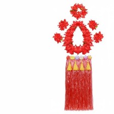 Hula Skirt Set Easy Wear Elastic Fit for Luau Parties