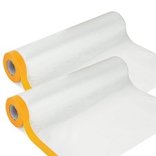 2 Rolls Tape and Drape Pre-Taped Masking Film Masking Tape with Plastic Sheet D