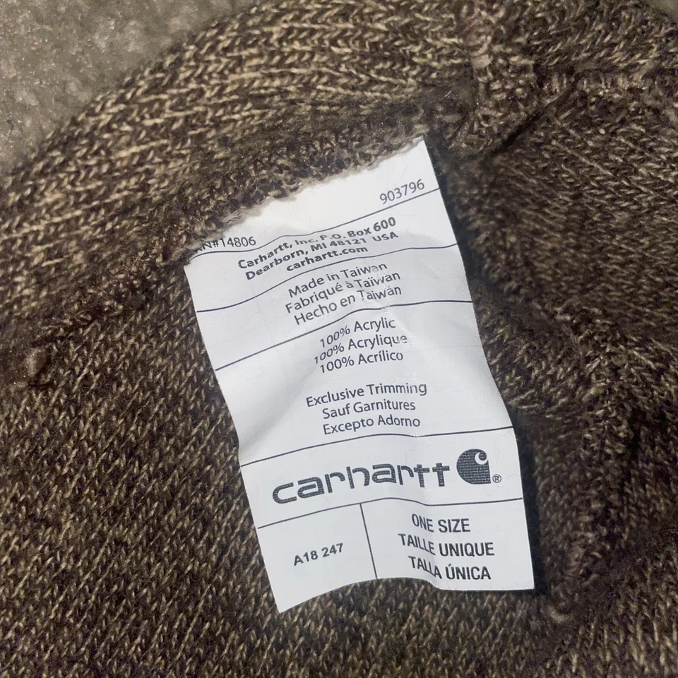 Carhartt Unisex Dark Brown/Sandstone Acrylic Knit Cuffed Beanie - Image 3 of 3