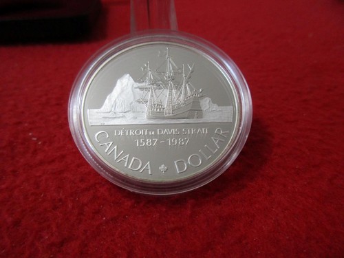 1987 Canada Proof Silver Dollar. DAVIS STRAIT KM-154 OGP #T4901 - Picture 3 of 5