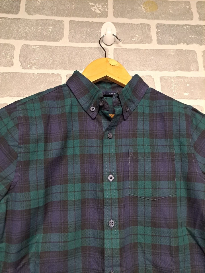 Camisa Janie and Jack Boys Vacaciones a Cuadros Verde Manga Larga Cuello Botón Talla 10 Foto 4 de 4