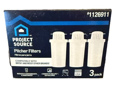 Brita Compatible Project Source 3 pack Water Pitcher Filters Made In USA   NEW
