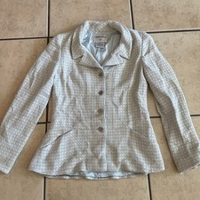 Vintage Chanel Baby Blue and Cream Tweed Jacket Cruise 2000 Collection