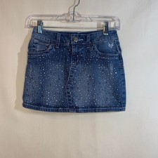 Justice Denim Mini Skirt Girls Size 10R Rhinestones