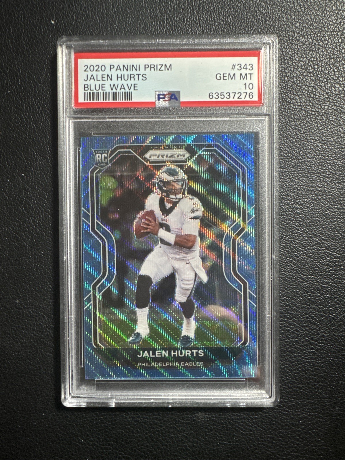 2020 Panini Prizm - Rookie Jalen Hurts #343 Blue Wave Prizm /199 (RC) PSA 10