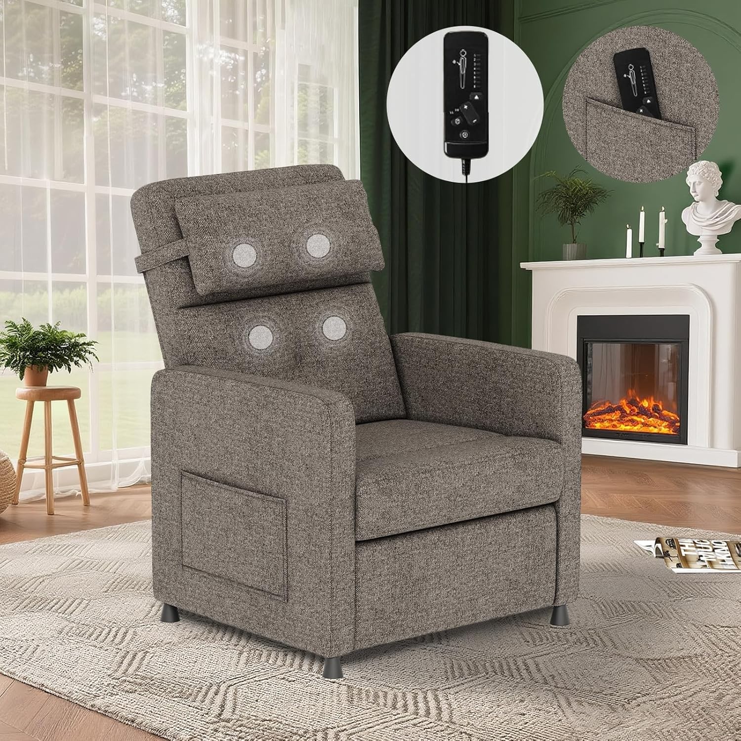 Electric Recliner Chair Living Room Power Recliner Adjustable with Side Pockets