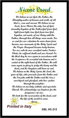 Nicene Creed Laminated Holy Card Blessed By His Holiness Pope Francis