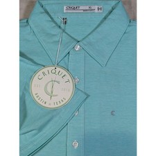 Criquet Men  s Players Polo Shirt Teal Heathered XL Organic Cotton Golf NWT