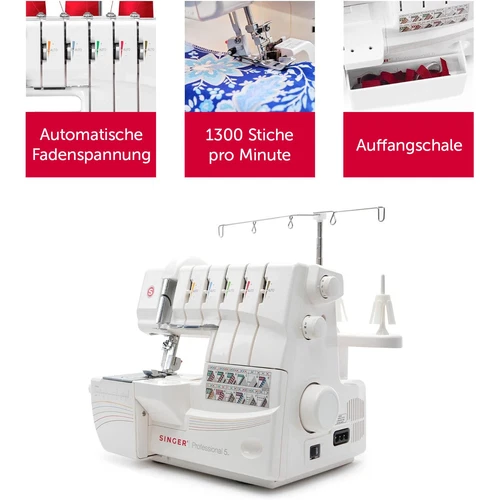 Singer Professional 5 Overlock Nähmaschine Coverlock Maschine Kombigerät weiß - Bild 3 von 8