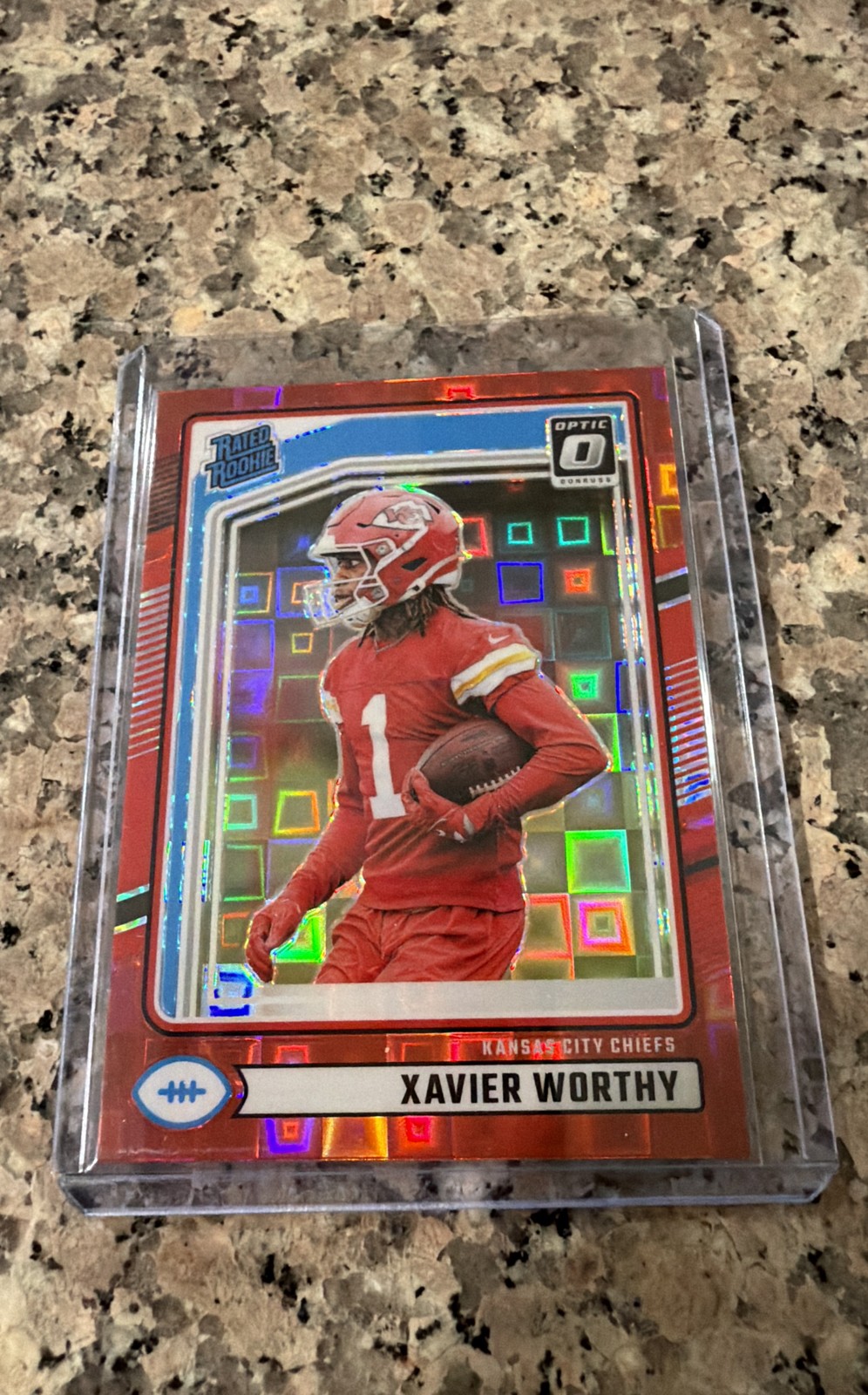 Xavier Worthy Panini Donruss #398 Optic Preview-Red Pandora