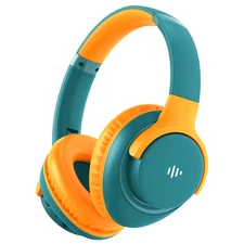 KVIDIO Bluetooth Headphones Over Ear, 65 Hours Playtime Wireless - Green/Orange