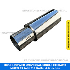 Hks Hi-power Universal Single Exhaust Muffler Inlet 2.5 Outlet 4.0 Inches Oem