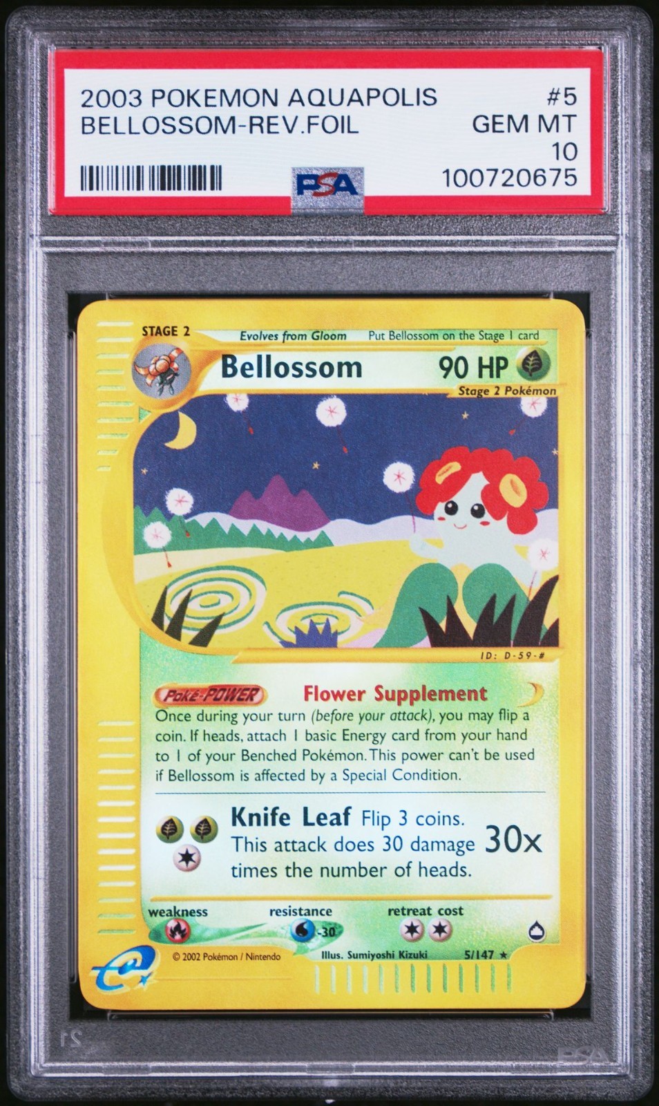 2003 POKEMON AQUAPOLIS 5 BELLOSSOM-REVERSE FOIL | PSA 10 | POP 9!!!