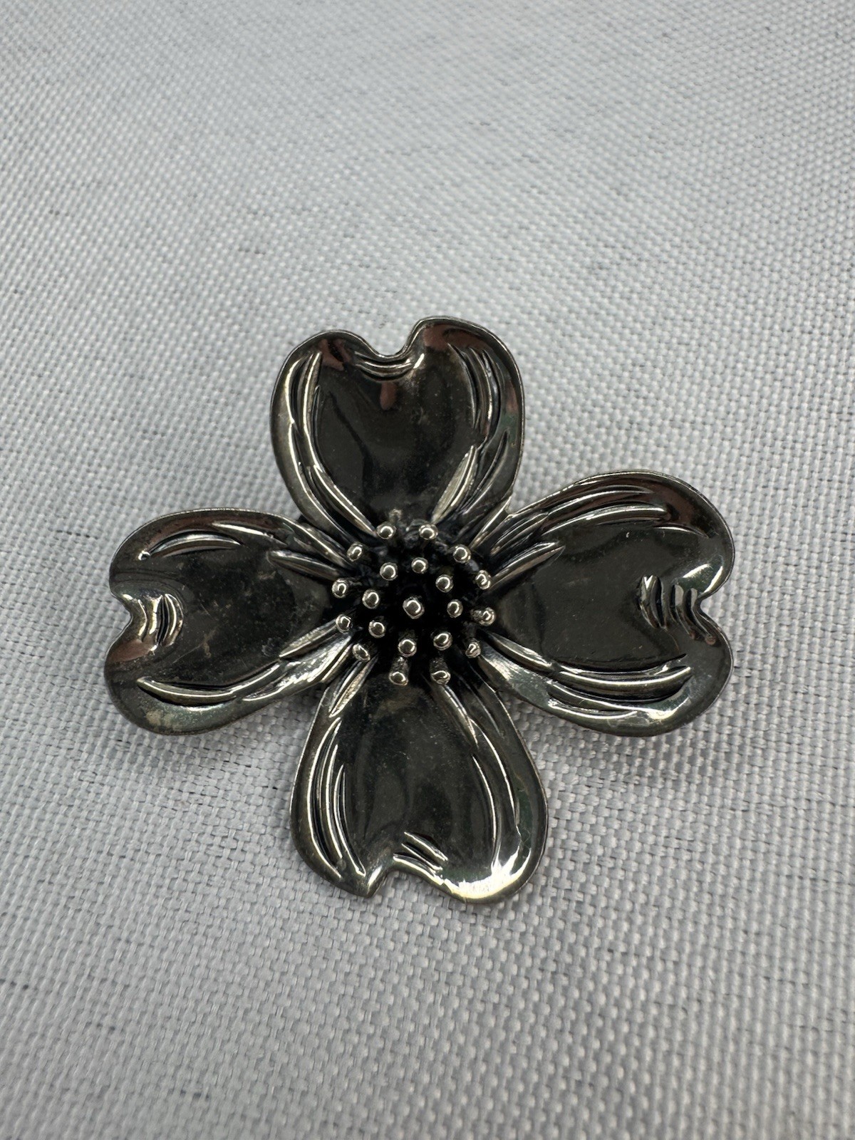 Beau Sterling Vintage Dogwood Blossom Sterling Silver 925 Flower Brooch, Pin