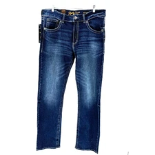 NEW Rock 47 Wrangler Men's Victor Dark Wash Slim Straight Stretch Jeans 36X36