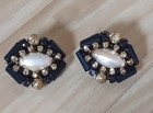 Hobe Earrings Rare Pearlized Gold Tone Black Bead Designer Signed Hobe MCM — photo 1
