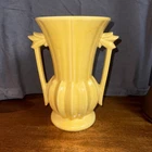McCoy Vase Yellow 1940's Double Handle Greek Art Nouveau 9"